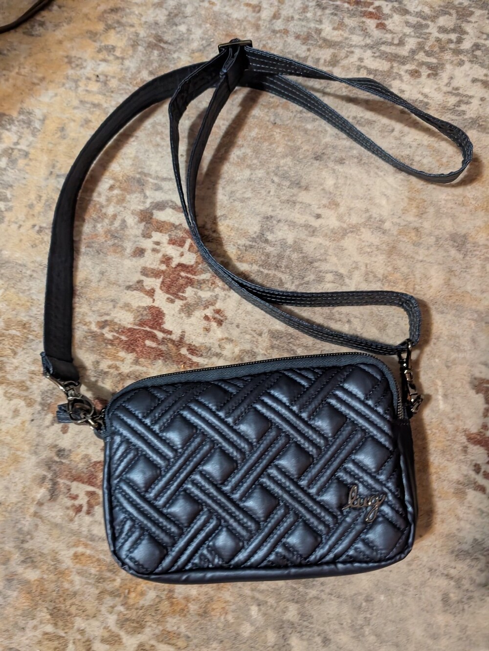 Lug Dark Blue Color Small Quilted Crossbody Handbag, Belt Bag, Fanny Pak